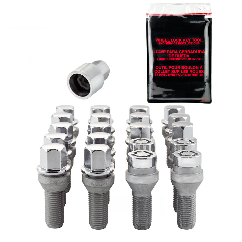 McGard 5 Lug Hex Install Kit w/Locks (Cone Seat Bolt) M12X1.5 / 17mm Hex / 25.5mm Shank L. - Chrome McGard 5 Lug Hex Install Kit w/Locks (Cone Seat Bolt) M12X1.5 / 17mm Hex / 25.5mm Shank L. - Chrome