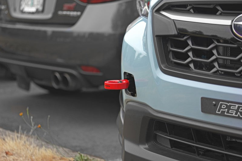 Perrin 2022 Subaru WRX / 18-21 Crosstrek / 14-21 Forester Tow Hook Kit (Front) - Red Perrin 2022 Subaru WRX / 18-21 Crosstrek / 14-21 Forester Tow Hook Kit (Front) - Red