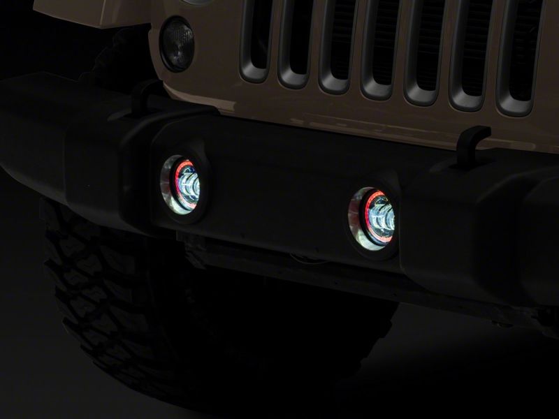 Raxiom 07-18 Jeep Wrangler JK Axial Series 4-In LED Fog Lights w/ RGB Halo Raxiom 07-18 Jeep Wrangler JK Axial Series 4-In LED Fog Lights w/ RGB Halo