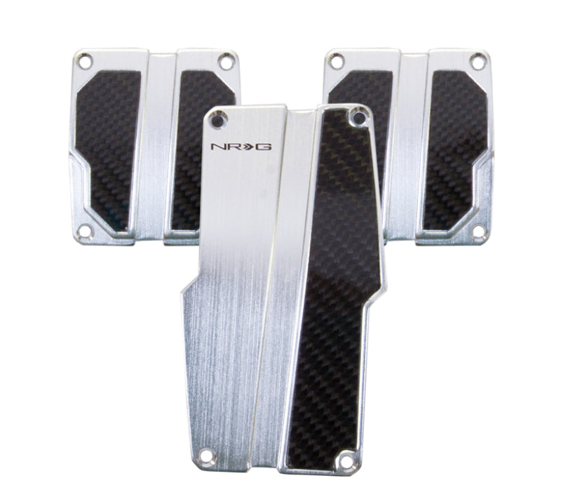 NRG Brushed Aluminum Sport Pedal M/T - Silver w/Black Carbon NRG Brushed Aluminum Sport Pedal M/T - Silver w/Black Carbon