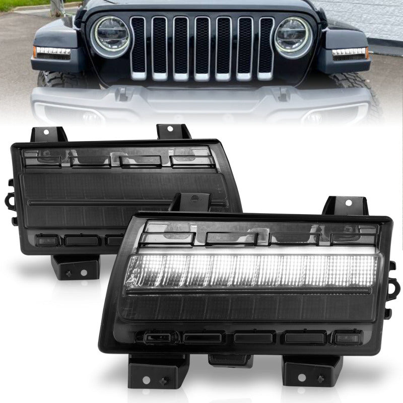 ANZO Wrangler 18-21/Gladiator 20+ LED Side Marker Lights Smoke w Sequential Signal ANZO Wrangler 18-21/Gladiator 20+ LED Side Marker Lights Smoke w Sequential Signal