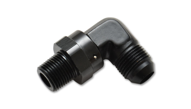 Vibrant -10AN to 3/8in NPT Male Swivel 90 Degree Adapter Fitting Vibrant -10AN to 3/8in NPT Male Swivel 90 Degree Adapter Fitting