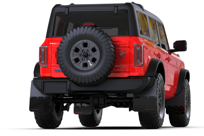 Rally Armor 21-24 Ford Bronco (Steel Bmpr + RB - NO Rptr/Sprt) Blk Mud Flap w/Red Logo Rally Armor 21-24 Ford Bronco (Steel Bmpr + RB - NO Rptr/Sprt) Blk Mud Flap w/Red Logo