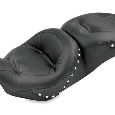 Mustang 08-21 Harley Electra Glide,Rd Glide,Rd King,Street Glide Std Tour 1PC Seat w/Studs - Black