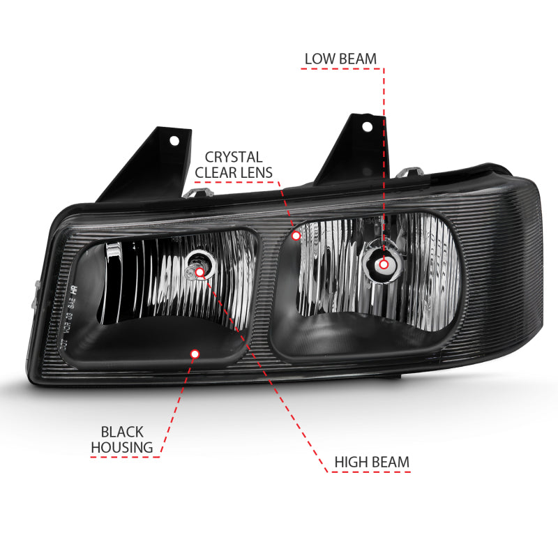 ANZO 2003-2017 Chevy Express Crystal Headlight Black ANZO 2003-2017 Chevy Express Crystal Headlight Black