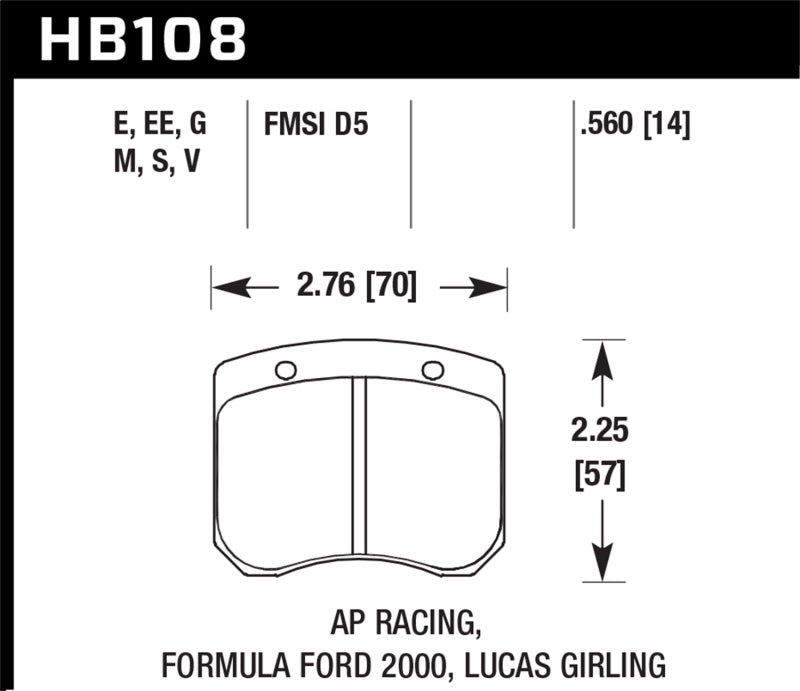 Hawk AP Racing/FF 2000 14mm DTC-60 Rear Race Brake Pads Hawk AP Racing/FF 2000 14mm DTC-60 Rear Race Brake Pads