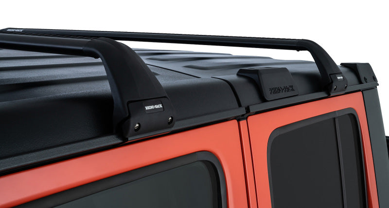 Rhino-Rack 07-22 Jeep Wrangler JK/JL 4 Door Hard Top Vortex SG 2 Bar Roof Rack - Black Rhino-Rack 07-22 Jeep Wrangler JK/JL 4 Door Hard Top Vortex SG 2 Bar Roof Rack - Black