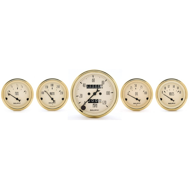 Autometer Golden Oldies 5 piece Kit (Mech Speed/Elec Oil Press/Water Temp/Volt/Fuel Level) Autometer Golden Oldies 5 piece Kit (Mech Speed/Elec Oil Press/Water Temp/Volt/Fuel Level)