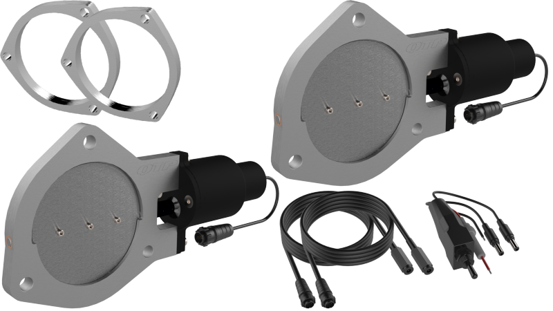 QTP 4in Bolt-On QTEC Dual Electric Cutout Valves w/Flanges - Pair QTP 4in Bolt-On QTEC Dual Electric Cutout Valves w/Flanges - Pair