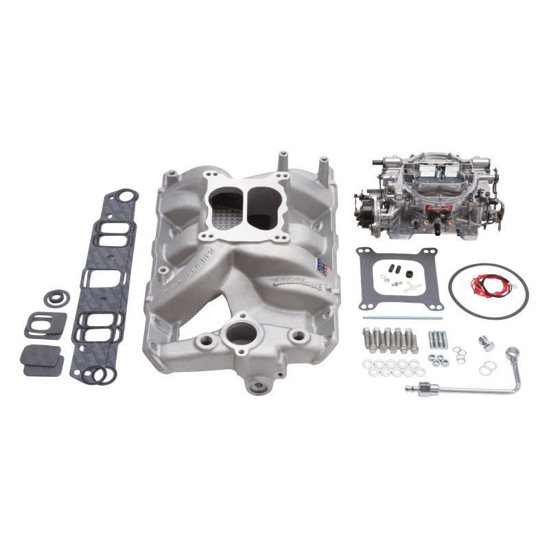 Edelbrock Manifold And Carb Kit Performer RPM Pontiac Natural Finish Edelbrock Manifold And Carb Kit Performer RPM Pontiac Natural Finish