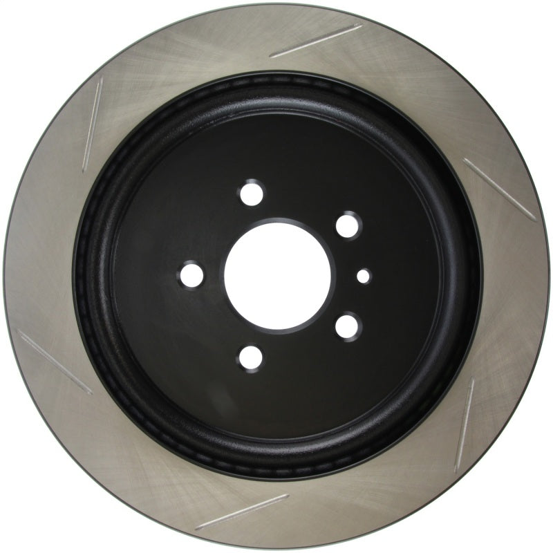 StopTech Premium High Carbon 13-14 Ford Mustang/Shelby GT500 Left Rear Disc Slotted Brake Rotor StopTech Premium High Carbon 13-14 Ford Mustang/Shelby GT500 Left Rear Disc Slotted Brake Rotor