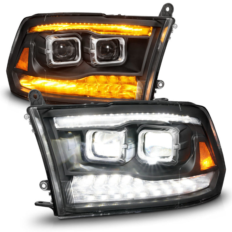 ANZO 09-18 Dodge Ram 1500/2500/3500 Full LED Proj Headlights w/Switchback Light Bar - Black ANZO 09-18 Dodge Ram 1500/2500/3500 Full LED Proj Headlights w/Switchback Light Bar - Black