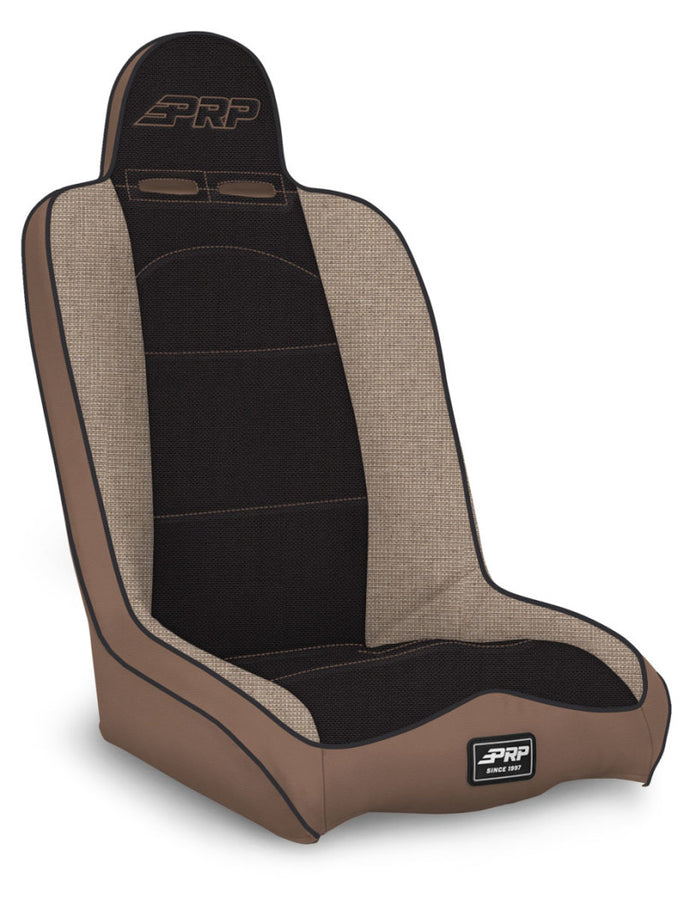 PRP Daily Driver High Back Suspension Seat (Two Neck Slots) - Tan / Black PRP Daily Driver High Back Suspension Seat (Two Neck Slots) - Tan / Black
