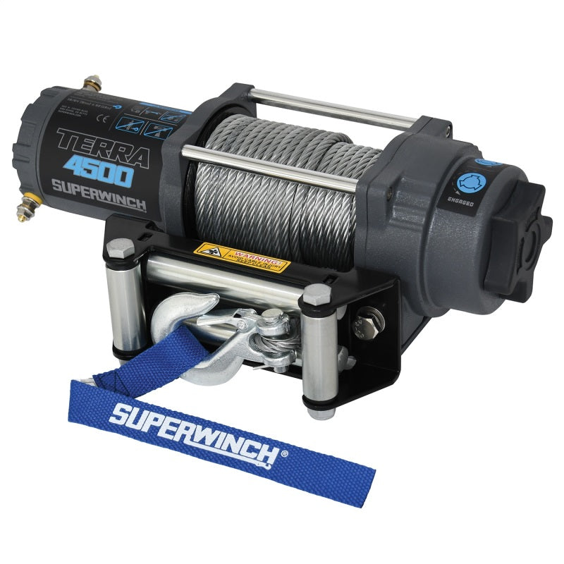 Superwinch 4500 LBS 12V DC 15/64in x 50ft Steel Rope Terra 4500 Winch - Gray Wrinkle Superwinch 4500 LBS 12V DC 15/64in x 50ft Steel Rope Terra 4500 Winch - Gray Wrinkle