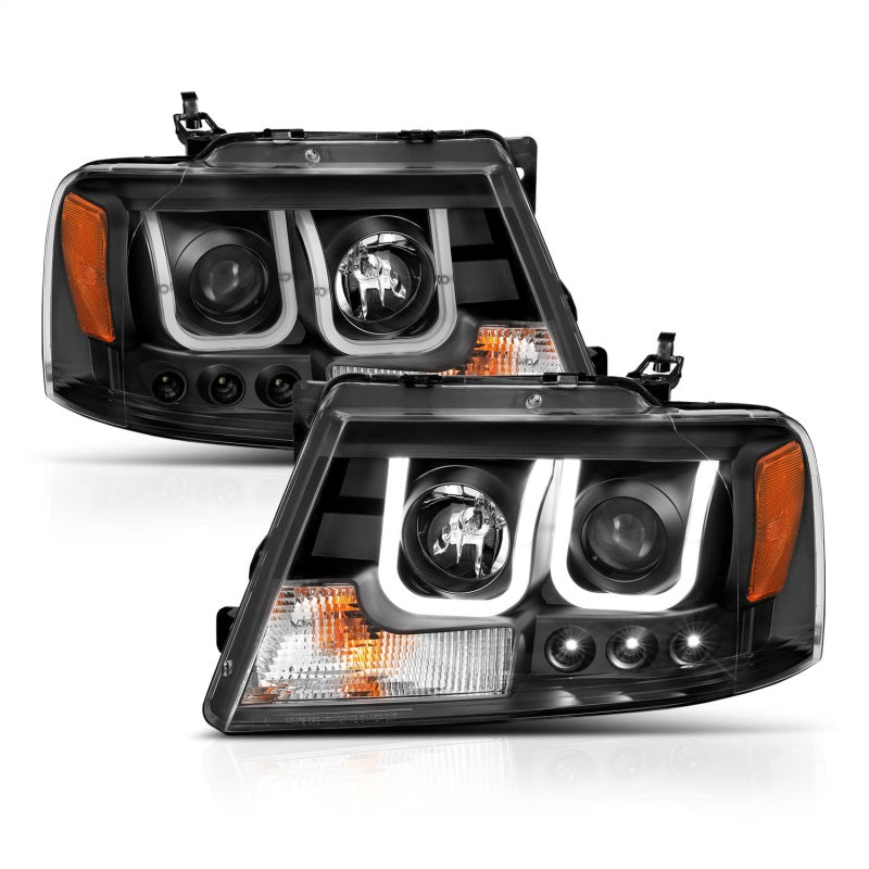 ANZO 2004-2008 Ford F-150 Projector Headlights w/ U-Bar Black ANZO 2004-2008 Ford F-150 Projector Headlights w/ U-Bar Black