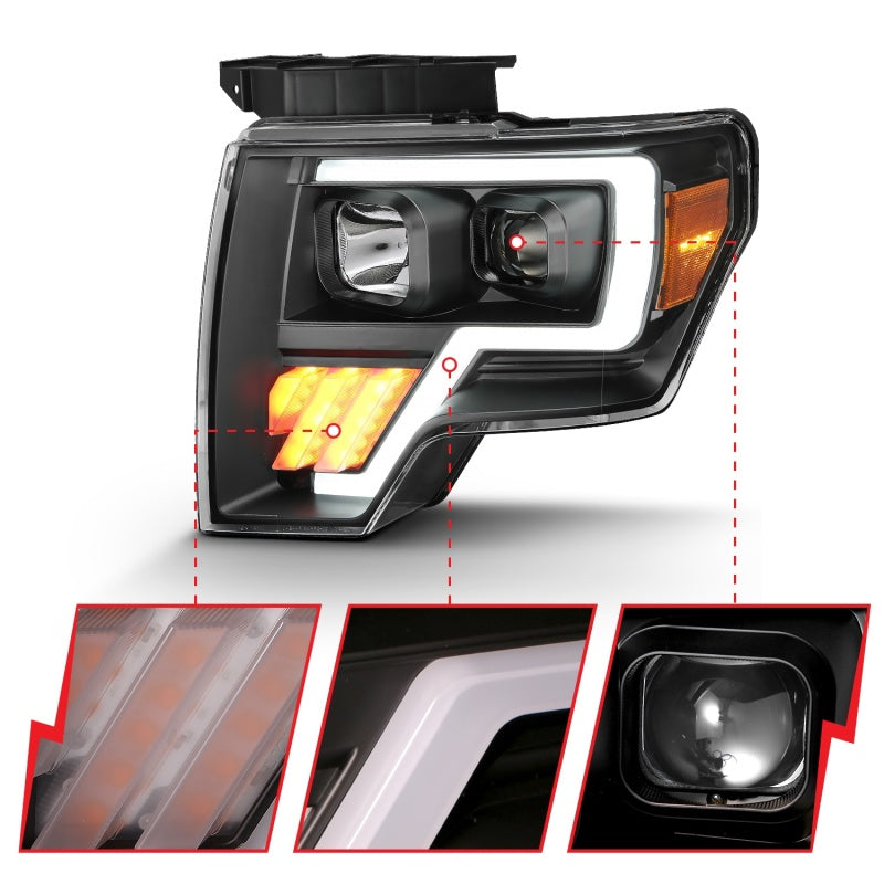 ANZO 2009-2014 Ford F-150 Projector Light Bar G4 H.L. Black Amber ANZO 2009-2014 Ford F-150 Projector Light Bar G4 H.L. Black Amber