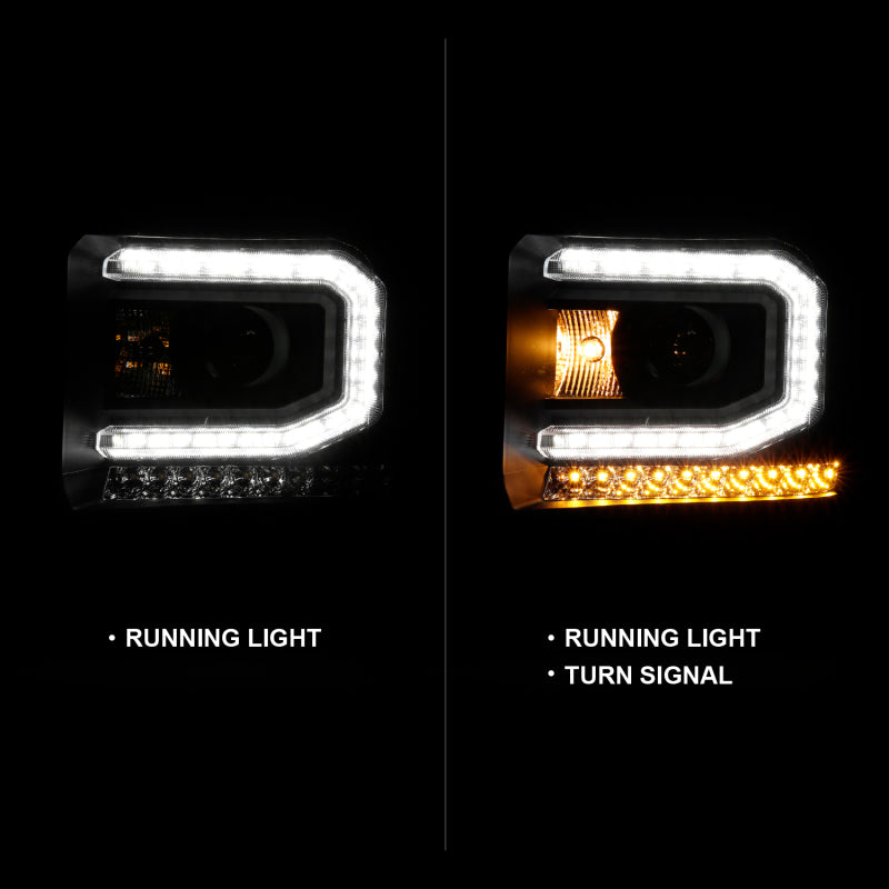 ANZO 2016-2019 Gmc Sierra 1500 Projector Headlight Plank Style Black w/ Sequential Amber Signal ANZO 2016-2019 Gmc Sierra 1500 Projector Headlight Plank Style Black w/ Sequential Amber Signal