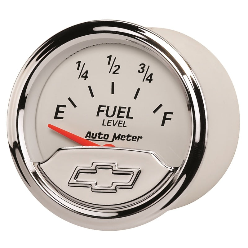 AutoMeter Gauge Fuel Level 2-1/16in. 240 Ohm(e) to 33 Ohm(f) Elec Chevrolet Heritage Bowtie AutoMeter Gauge Fuel Level 2-1/16in. 240 Ohm(e) to 33 Ohm(f) Elec Chevrolet Heritage Bowtie