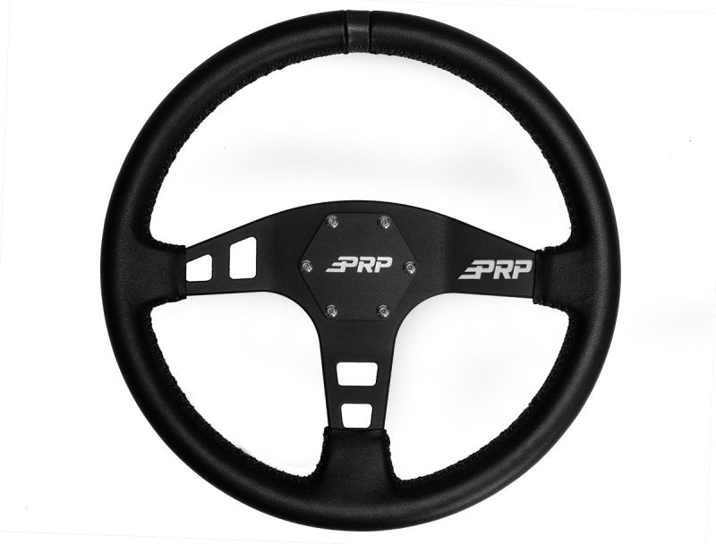 PRP Flat Leather Steering Wheel- Black PRP Flat Leather Steering Wheel- Black
