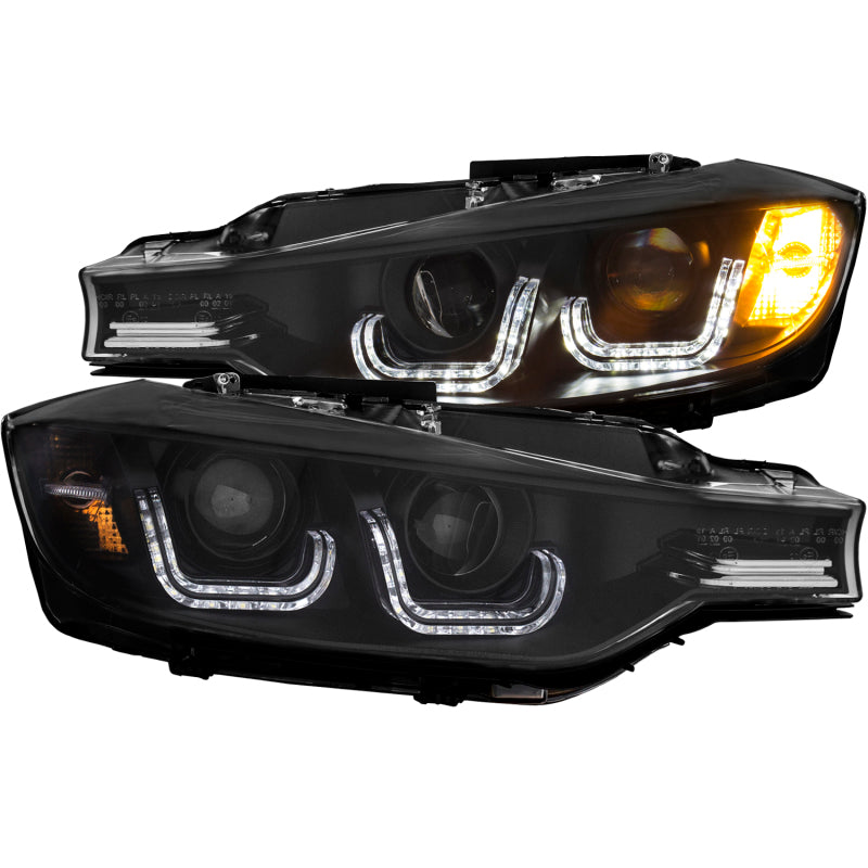 ANZO 2012-2015 BMW 3 Series Projector Headlights w/ U-Bar Black ANZO 2012-2015 BMW 3 Series Projector Headlights w/ U-Bar Black