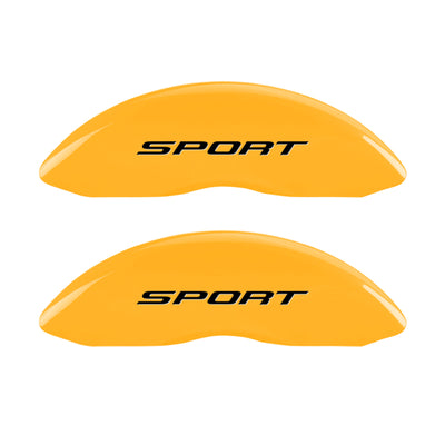 MGP 4 Caliper Covers Engraved Front & Rear No Bolts/Sport 2015 Yellow finish black ch