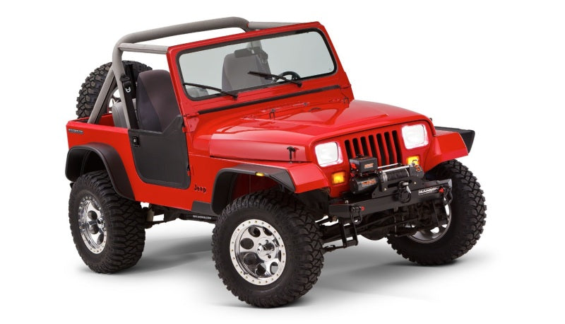 Bushwacker 87-95 Jeep Wrangler Flat Style Flares 4pc Excludes Renegade - Black Bushwacker 87-95 Jeep Wrangler Flat Style Flares 4pc Excludes Renegade - Black