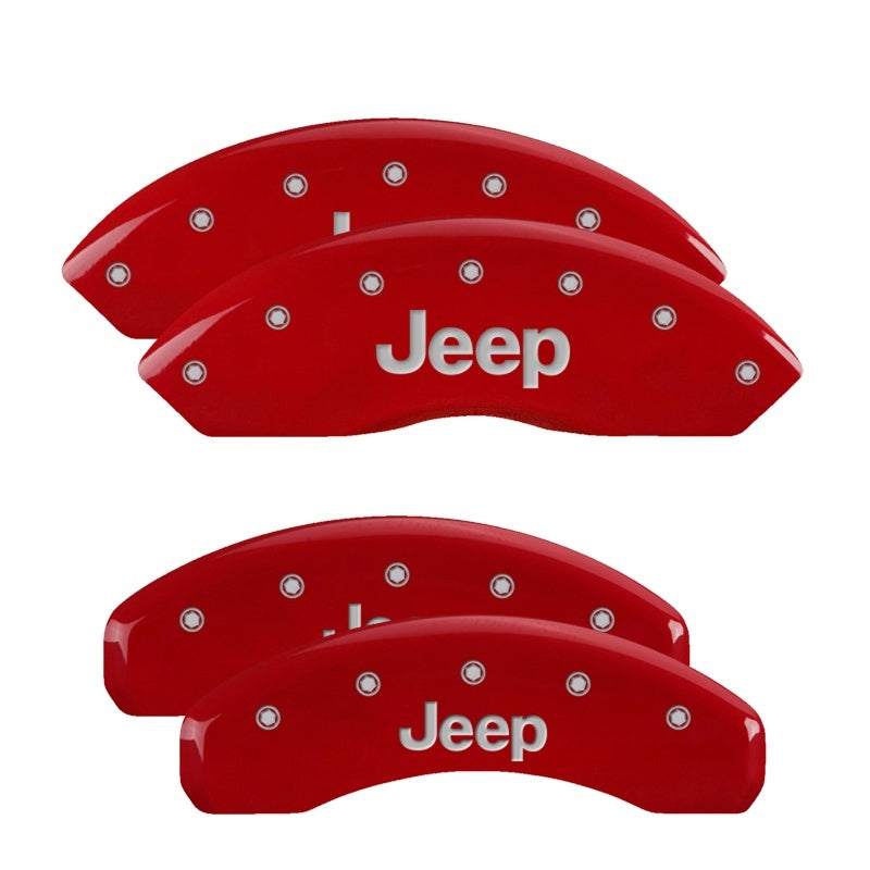 MGP 4 Caliper Covers Engraved Front & Rear JEEP Red finish silver ch MGP 4 Caliper Covers Engraved Front & Rear JEEP Red finish silver ch