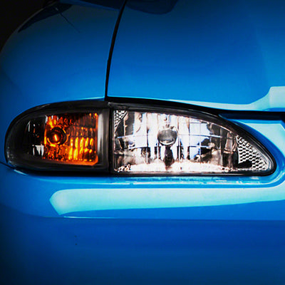 Raxiom 94-98 Ford Mustang Axial Series Cobra Style Headlights- Chrome Housing (Clear Lens)