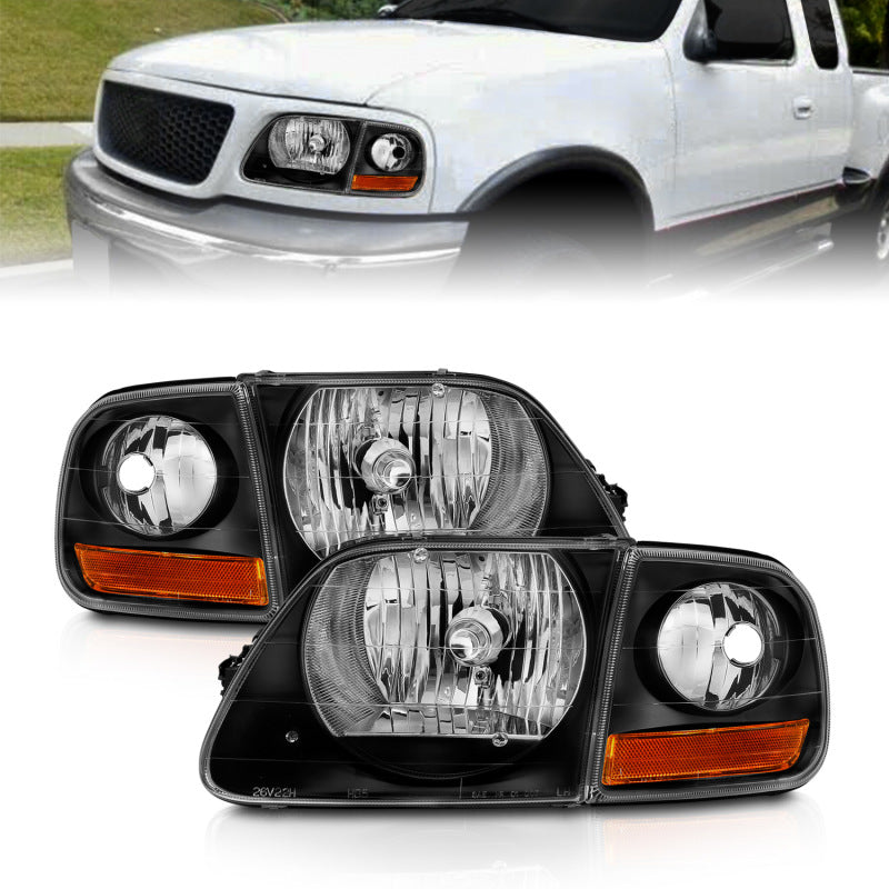 ANZO 1997-2003 Ford F150 Crystal Headlight Black w/ Parking Light ANZO 1997-2003 Ford F150 Crystal Headlight Black w/ Parking Light