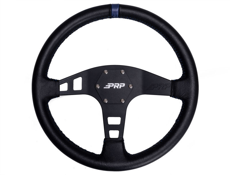 PRP Flat Leather Steering Wheel- Blue PRP Flat Leather Steering Wheel- Blue