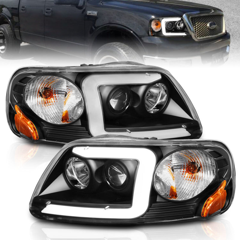 ANZO 1997-2003 Ford F-150 Projector Headlights w/ Light Bar Black Housing ANZO 1997-2003 Ford F-150 Projector Headlights w/ Light Bar Black Housing