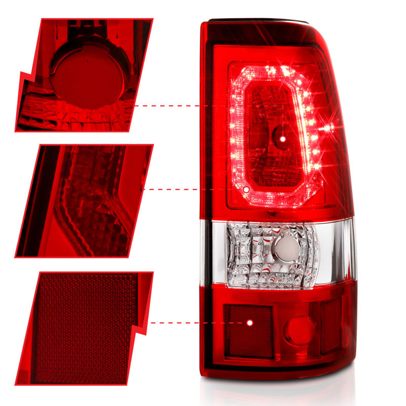 ANZO 2003-2006 Chevy Silverado 1500 LED Taillights Plank Style Chrome With Red/Clear Lens ANZO 2003-2006 Chevy Silverado 1500 LED Taillights Plank Style Chrome With Red/Clear Lens