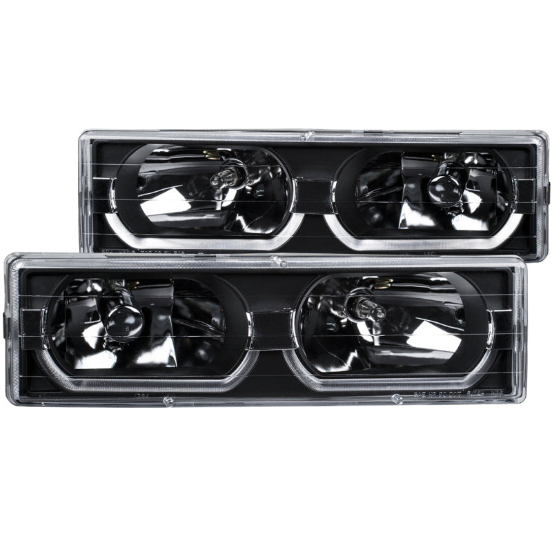 ANZO 1988-1998 Chevrolet C1500 Crystal Headlights Black w/ Low - Brow ANZO 1988-1998 Chevrolet C1500 Crystal Headlights Black w/ Low - Brow