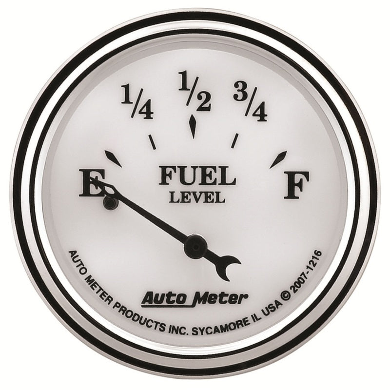 AutoMeter Gauge Fuel Level 2-1/16in. 240 Ohm(e) to 33 Ohm(f) Elec Old Tyme White II AutoMeter Gauge Fuel Level 2-1/16in. 240 Ohm(e) to 33 Ohm(f) Elec Old Tyme White II