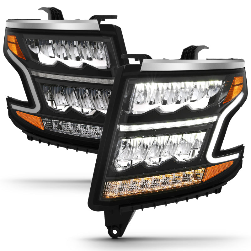 ANZO 15-20 Chevy Tahoe/Suburban LED Light Bar Style Headlights Black w/Sequential w/DRL w/Amber ANZO 15-20 Chevy Tahoe/Suburban LED Light Bar Style Headlights Black w/Sequential w/DRL w/Amber