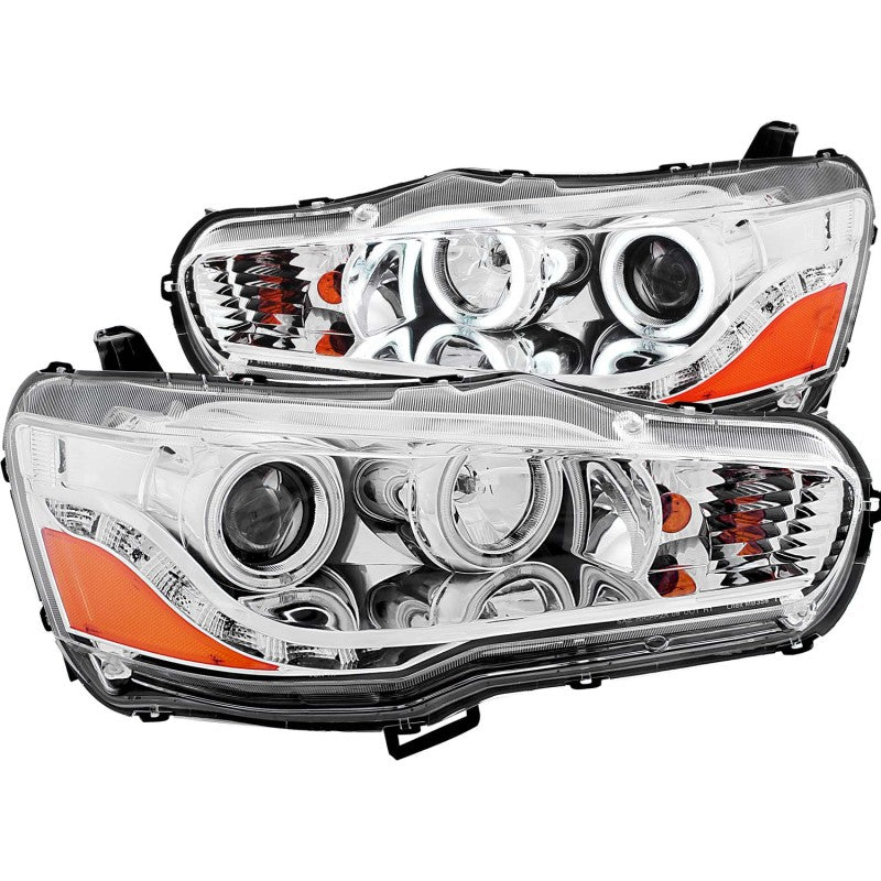 ANZO 2008-2015 Mitsubishi Lancer Projector Headlights w/ Halo Chrome (CCFL) ANZO 2008-2015 Mitsubishi Lancer Projector Headlights w/ Halo Chrome (CCFL)