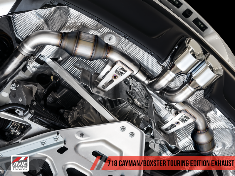 AWE Tuning Porsche 718 Boxster / Cayman Touring Edition Exhaust - Chrome Silver Tips AWE Tuning Porsche 718 Boxster / Cayman Touring Edition Exhaust - Chrome Silver Tips
