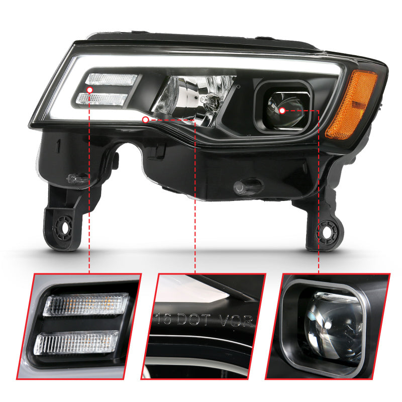 ANZO 2017-2018 Jeep Grand Cherokee Projector Headlights w/ Plank Style Switchback - Black w/ Amber ANZO 2017-2018 Jeep Grand Cherokee Projector Headlights w/ Plank Style Switchback - Black w/ Amber