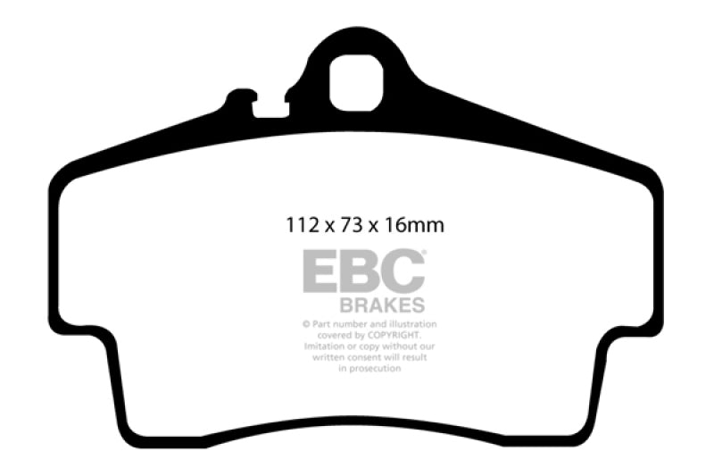 EBC 98-05 Porsche 911 (996) (Cast Iron Rotor only) 3.4 Carrera 2 Yellowstuff Rear Brake Pads EBC 98-05 Porsche 911 (996) (Cast Iron Rotor only) 3.4 Carrera 2 Yellowstuff Rear Brake Pads