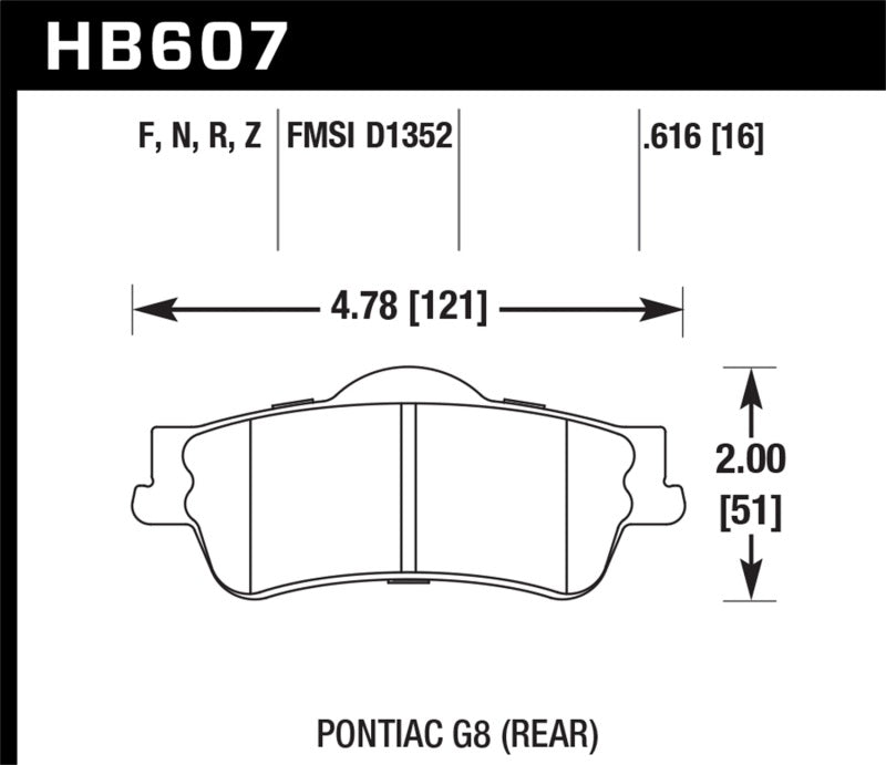 Hawk 08-09 Pontiac G8 3.6 Base/6.0 HPS Street Rear Brake Pads Hawk 08-09 Pontiac G8 3.6 Base/6.0 HPS Street Rear Brake Pads
