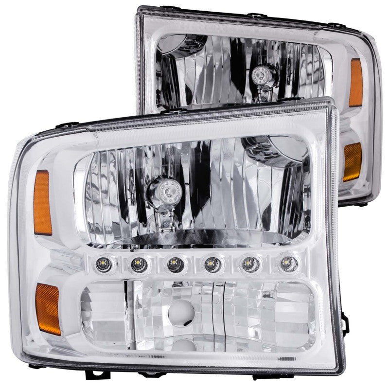 ANZO 2000-2004 Ford Excursion Crystal Headlights Chrome w/ LED 1pc ANZO 2000-2004 Ford Excursion Crystal Headlights Chrome w/ LED 1pc