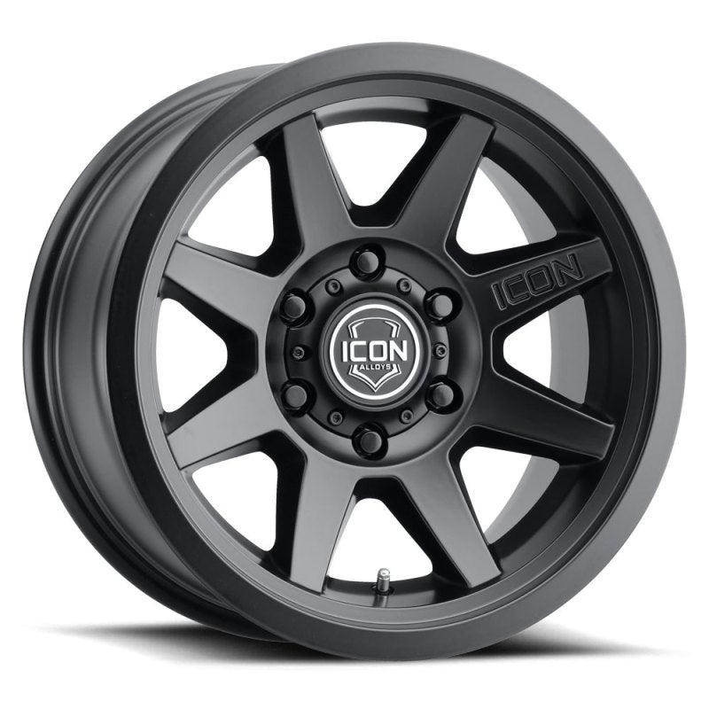 ICON Rebound 17x8.5 6x5.5 0mm Offset 4.75in BS 106.1mm Bore Satin Black Wheel ICON Rebound 17x8.5 6x5.5 0mm Offset 4.75in BS 106.1mm Bore Satin Black Wheel
