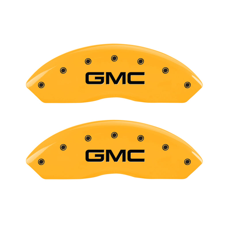 MGP 4 Caliper Covers Engraved Front & Rear Denali Yellow finish black ch MGP 4 Caliper Covers Engraved Front & Rear Denali Yellow finish black ch