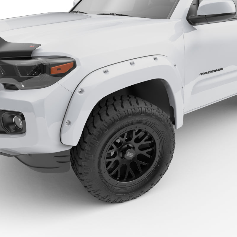EGR 16+ Toyota Tacoma w/Mudflap Bolt-On Look Color Match Fender Flares - Set - Super White EGR 16+ Toyota Tacoma w/Mudflap Bolt-On Look Color Match Fender Flares - Set - Super White