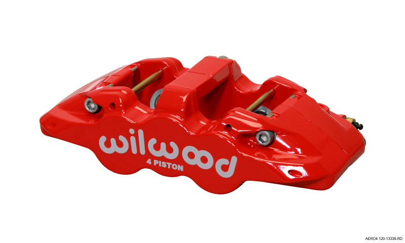 Wilwood Caliper-Aero4 - Red 1.12/1.12in Pistons 1.10in Disc Wilwood Caliper-Aero4 - Red 1.12/1.12in Pistons 1.10in Disc