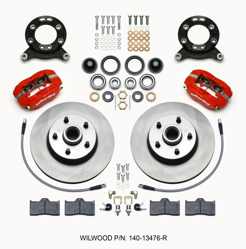 Wilwood Forged Dynalite-M Front Kit 11.30in 1 PC Rotor&Hub Red 1965-1969 Mustang Disc & Drum Spindle Wilwood Forged Dynalite-M Front Kit 11.30in 1 PC Rotor&Hub Red 1965-1969 Mustang Disc & Drum Spindle