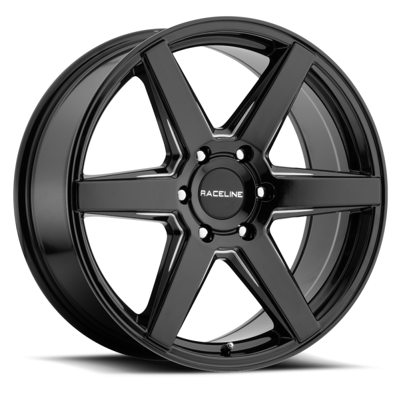 Raceline 156B Surge 20x8.5in / 6x139.7 BP / 15mm Offset / 106.1mm Bore - Black & Milled Wheel Raceline 156B Surge 20x8.5in / 6x139.7 BP / 15mm Offset / 106.1mm Bore - Black & Milled Wheel
