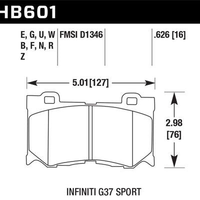 Hawk 10-11 Infiniti FX50 / 09-10 G37 / 09-10 Nissan 370Z DTC-60 Race Front Brake Pads
