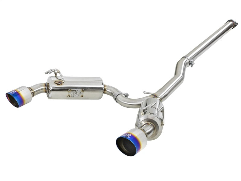 aFe Takeda 3in. to 2.5in. 304 SS C/B Exhaust 08-15 Mitsubishi EVO I4-2.0L (t) - Blue Flamed Tips aFe Takeda 3in. to 2.5in. 304 SS C/B Exhaust 08-15 Mitsubishi EVO I4-2.0L (t) - Blue Flamed Tips