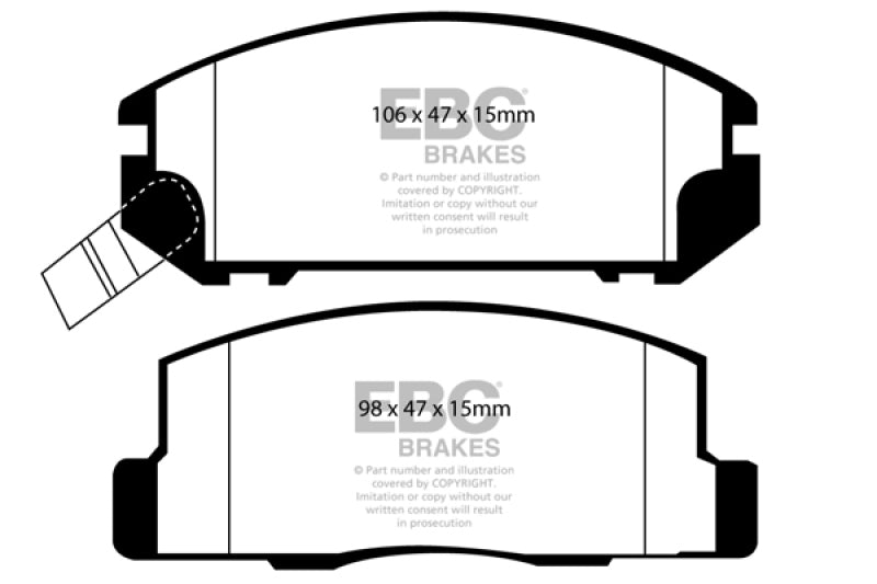 EBC 99-02 Toyota MR2 1.8 Yellowstuff Rear Brake Pads EBC 99-02 Toyota MR2 1.8 Yellowstuff Rear Brake Pads